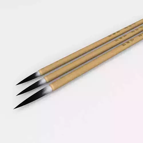 Chinese Calligraphy Brush Pen Low-poly 3D model