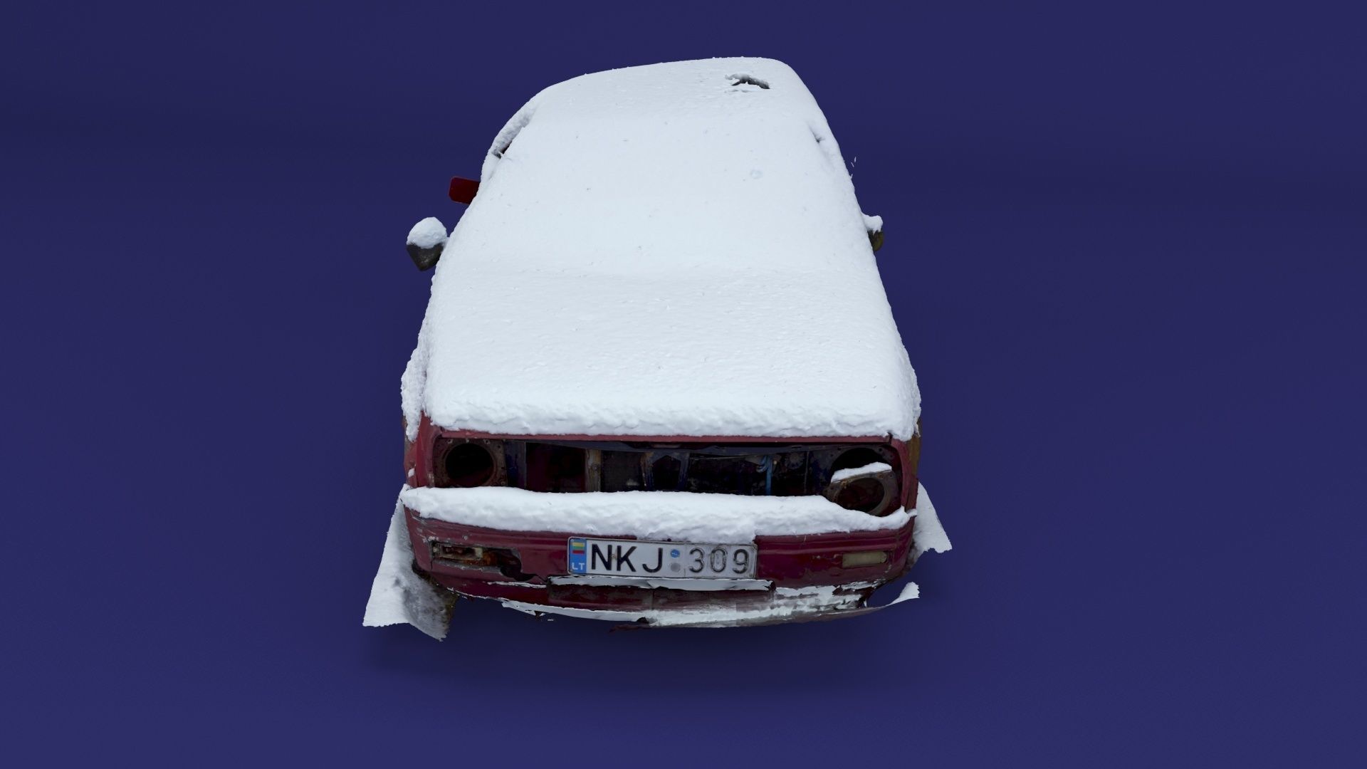 Wrecked Golf Mk II Low-poly 3D model_1