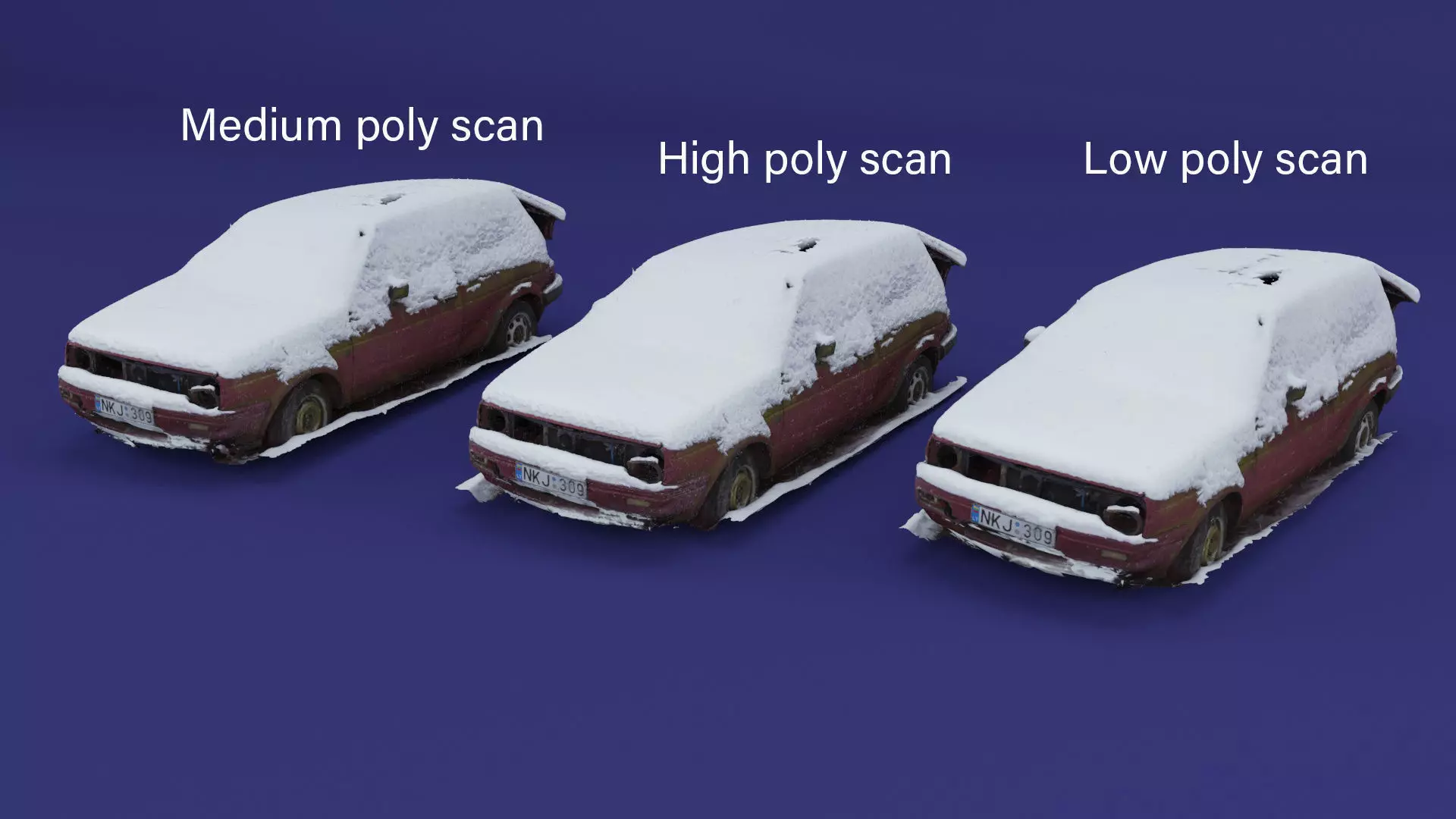 Wrecked Golf Mk II Low-poly 3D model_0