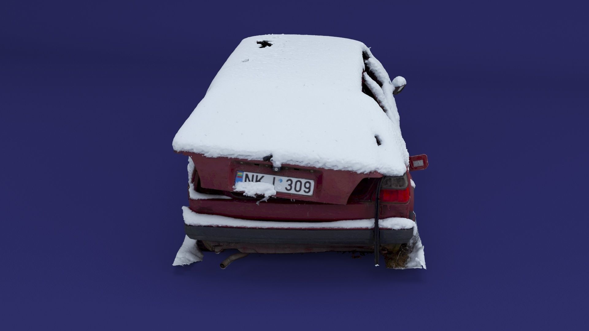 Wrecked Golf Mk II Low-poly 3D model_5