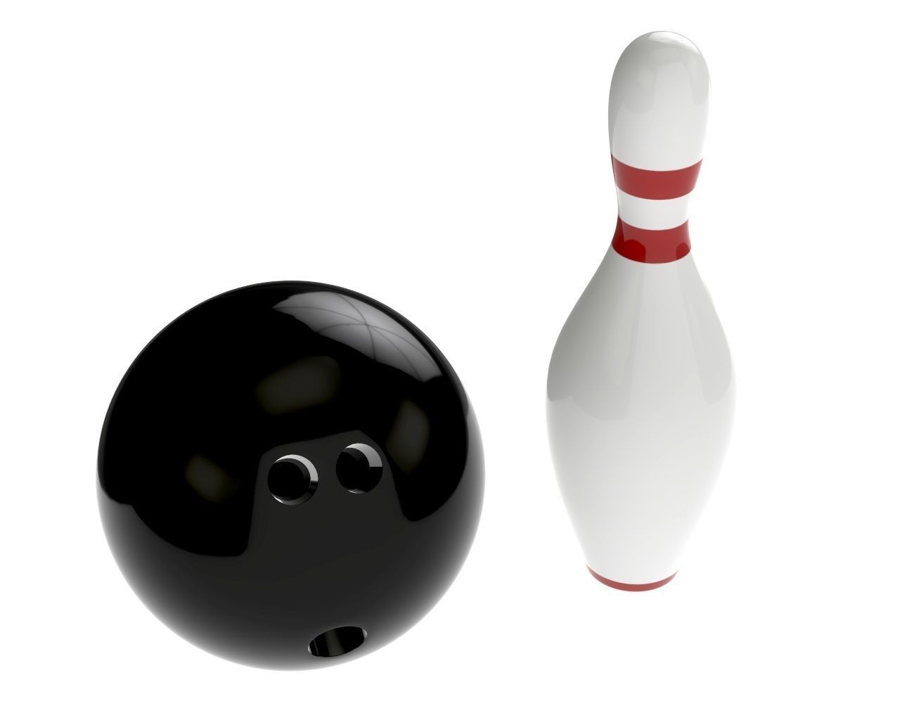 bowling ball and pin 3D model_2