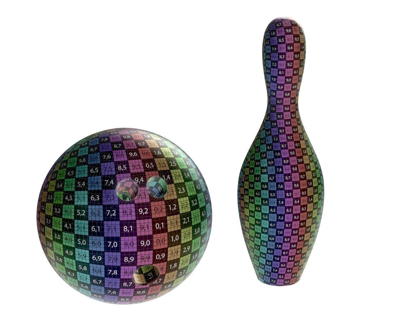 bowling ball and pin 3D model_7