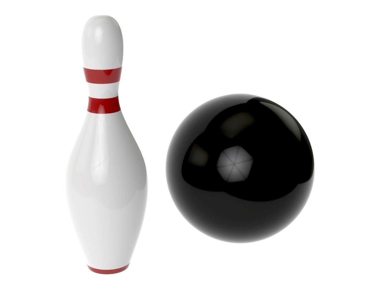 bowling ball and pin 3D model_3