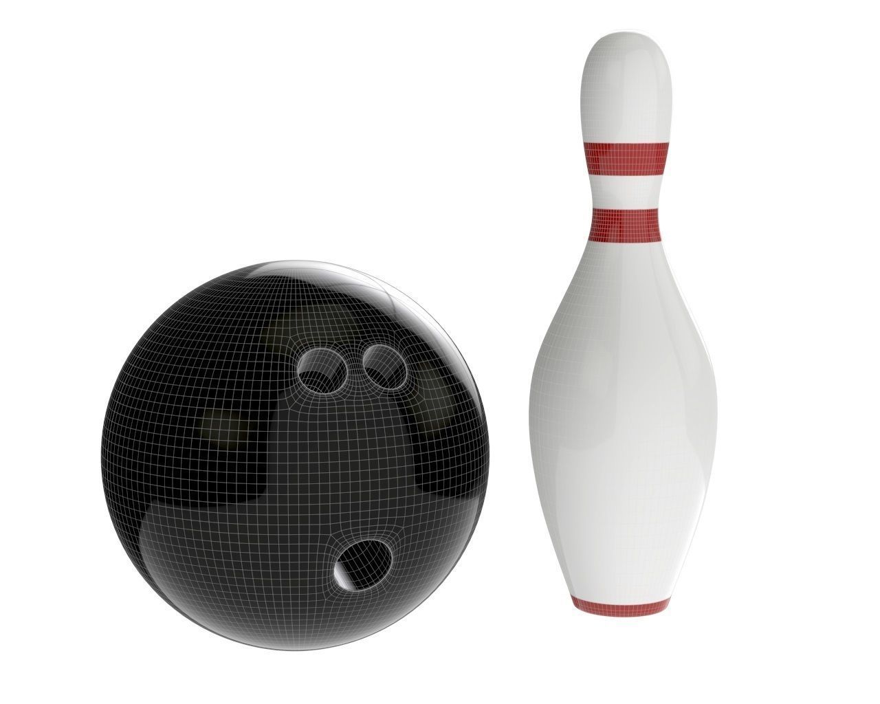 bowling ball and pin 3D model_4