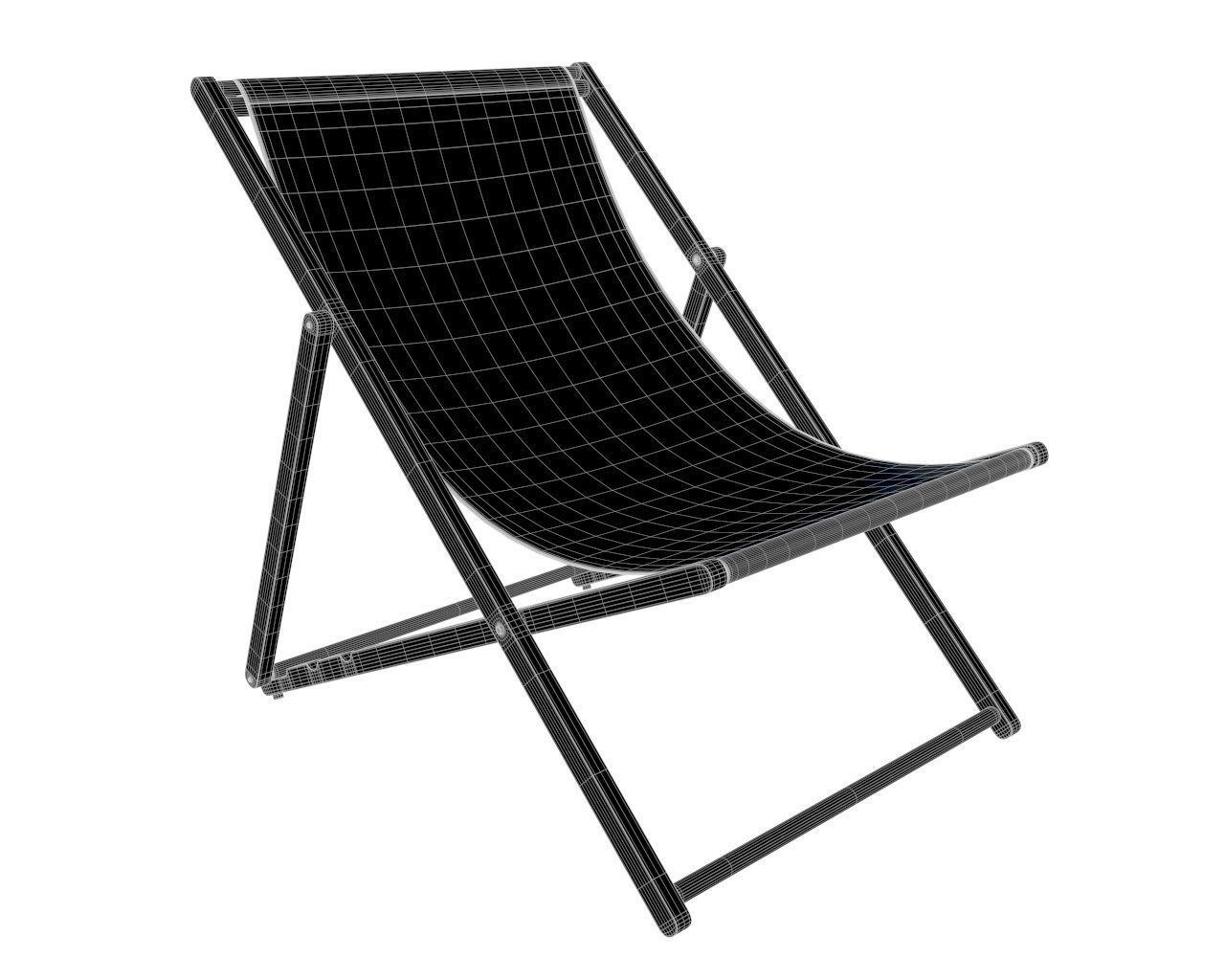 beach sun lounger and umbrella 3D model_6