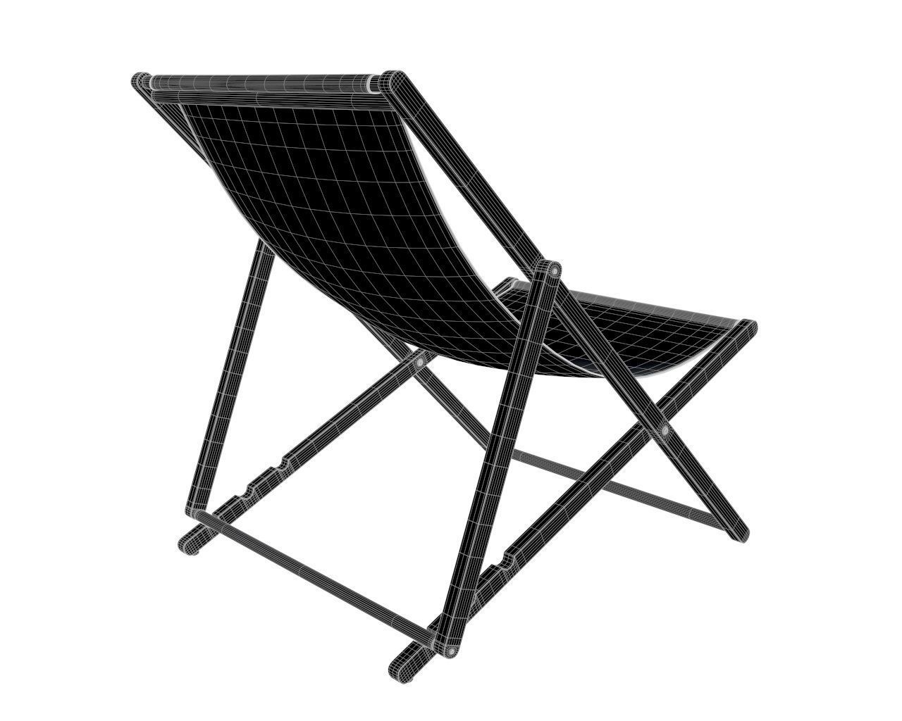 beach sun lounger and umbrella 3D model_7