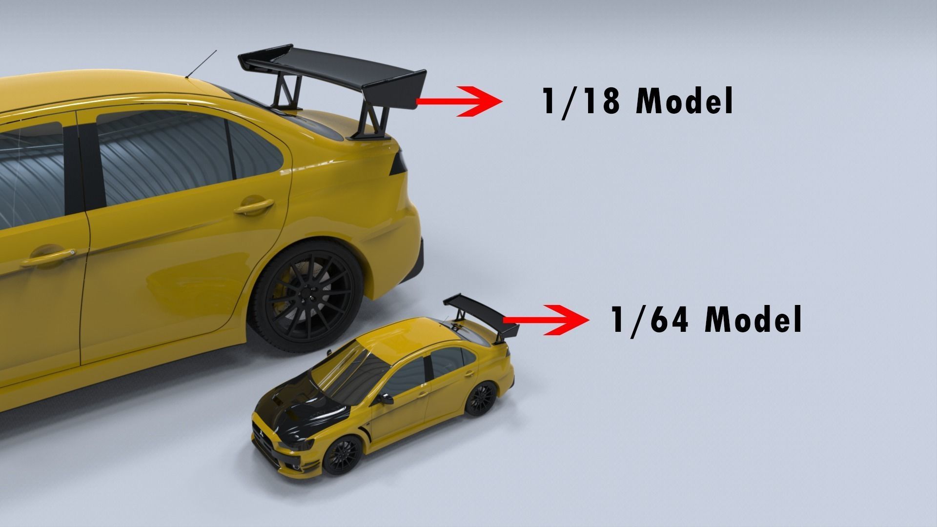 Voltex Rear Spoiler for 1-18 and 1-64 Model Cars 3D print model_1