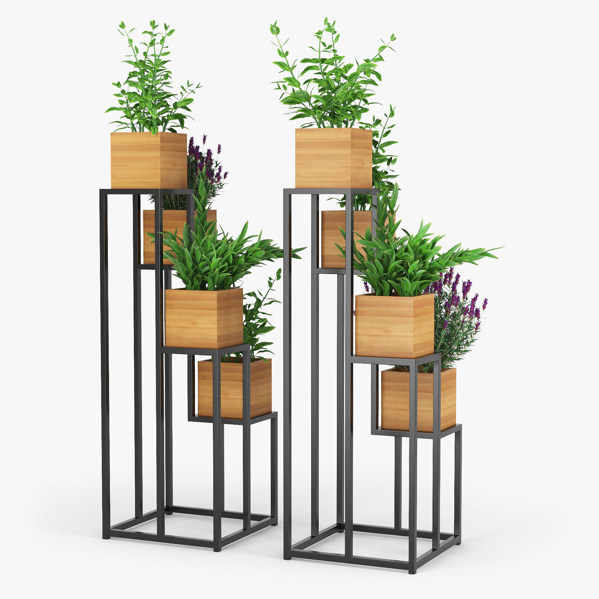 Quadrant Plant Stand 3D model_1