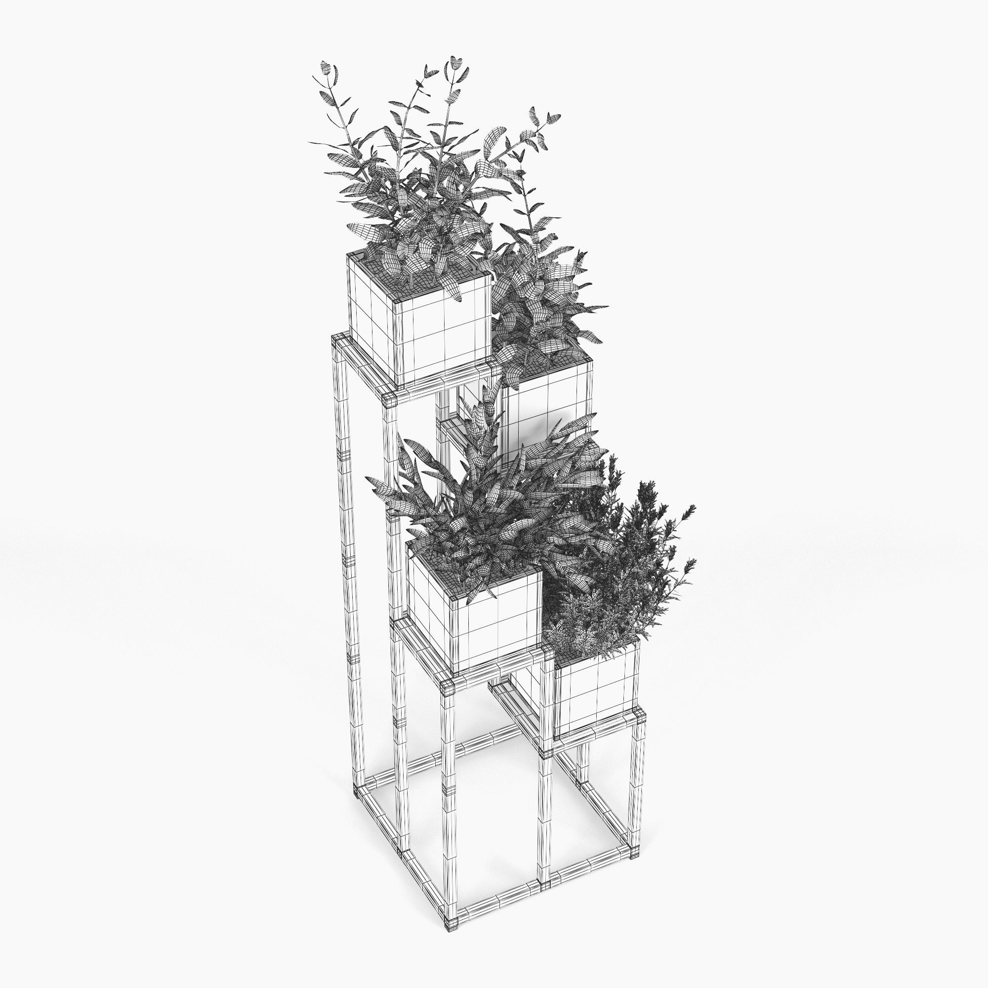 Quadrant Plant Stand 3D model_4