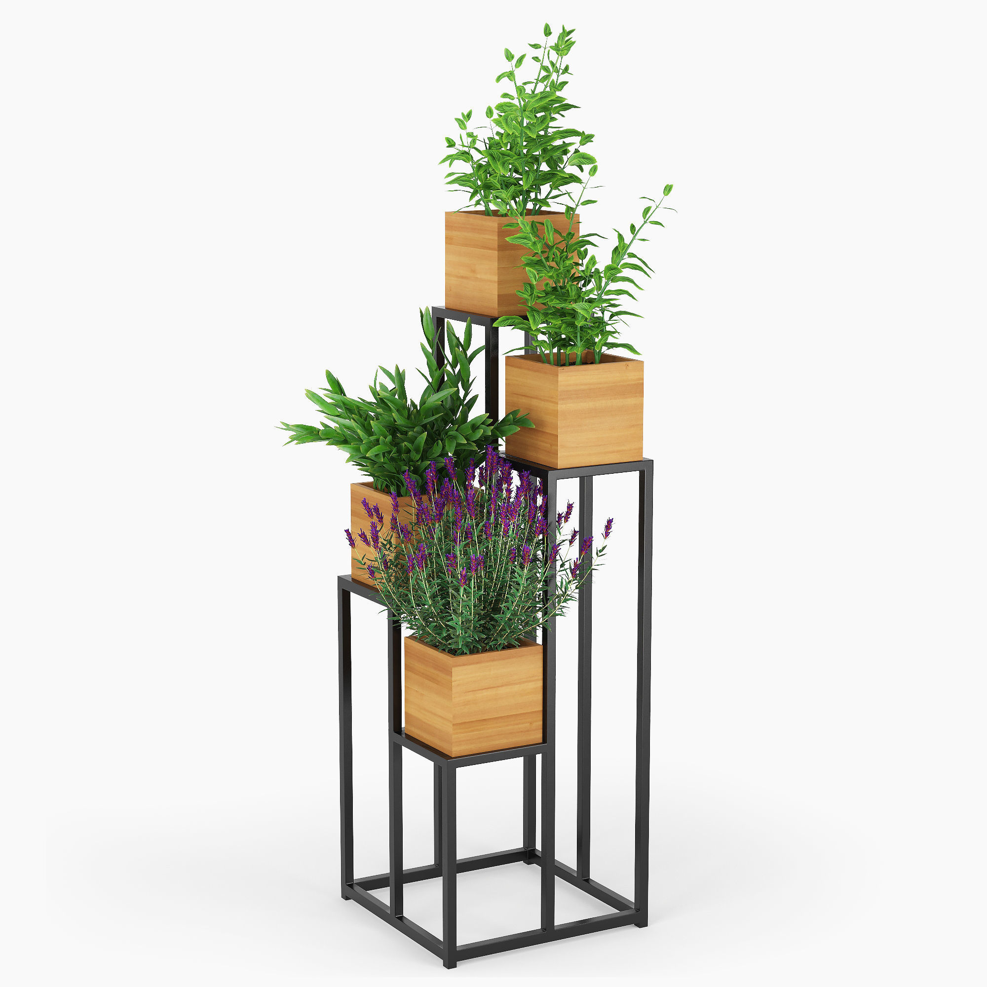 Quadrant Plant Stand 3D model_2