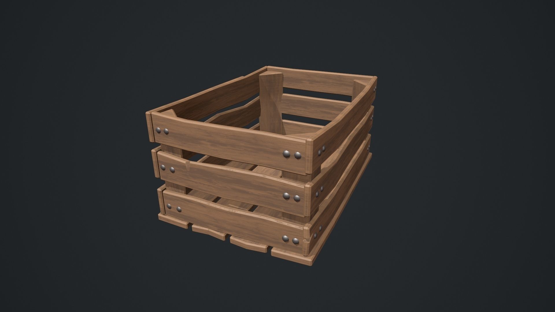 Stylized Wooden Crate Low-poly 3D model_19