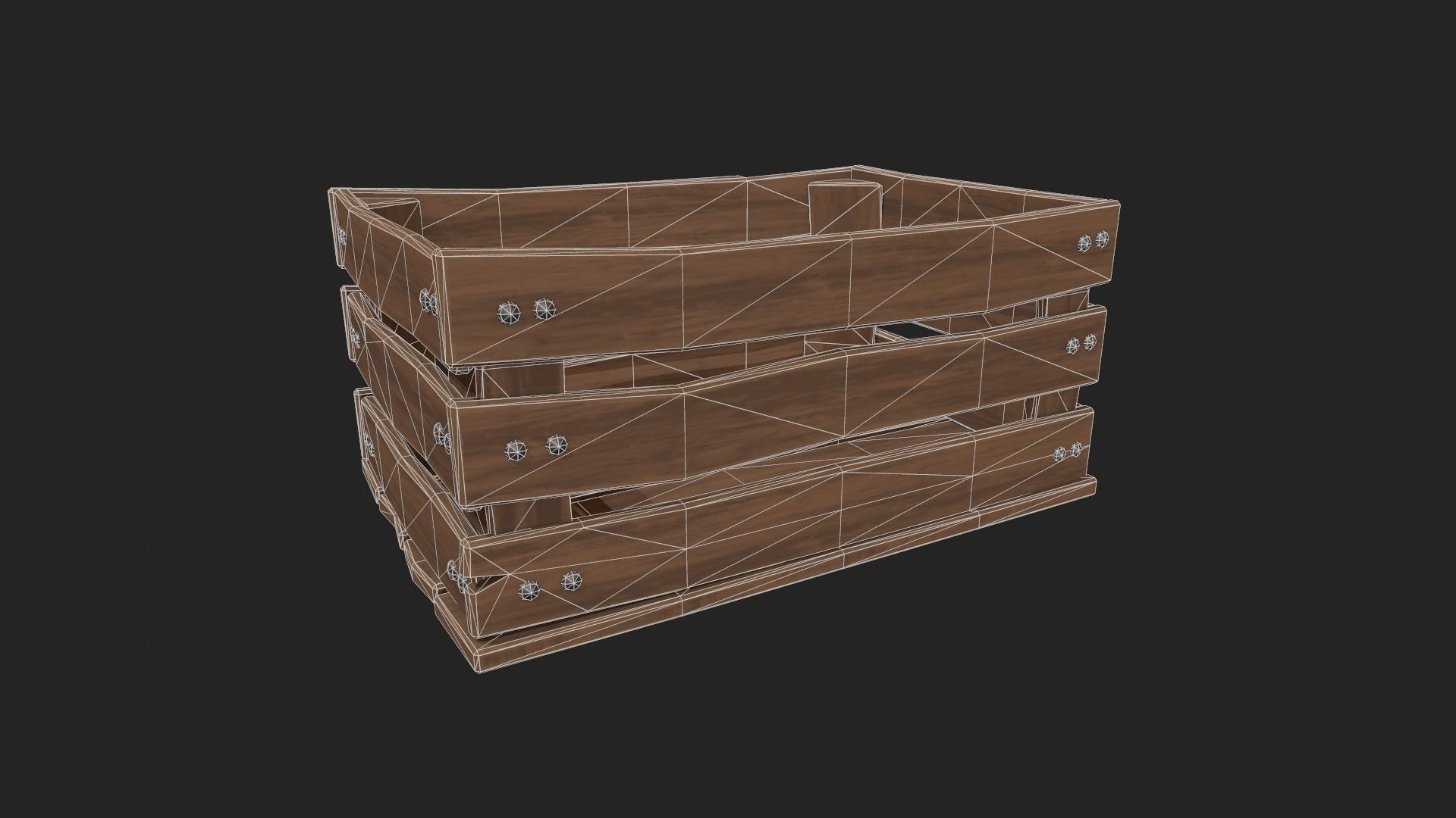 Stylized Wooden Crate Low-poly 3D model_6