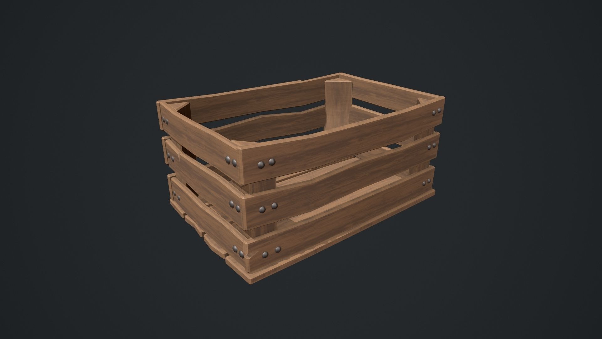 Stylized Wooden Crate Low-poly 3D model_18