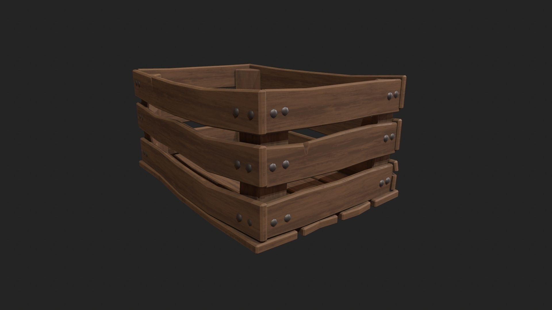Stylized Wooden Crate Low-poly 3D model_8
