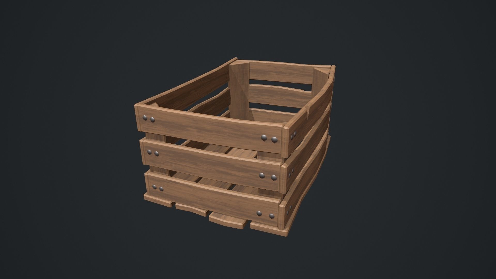 Stylized Wooden Crate Low-poly 3D model_10