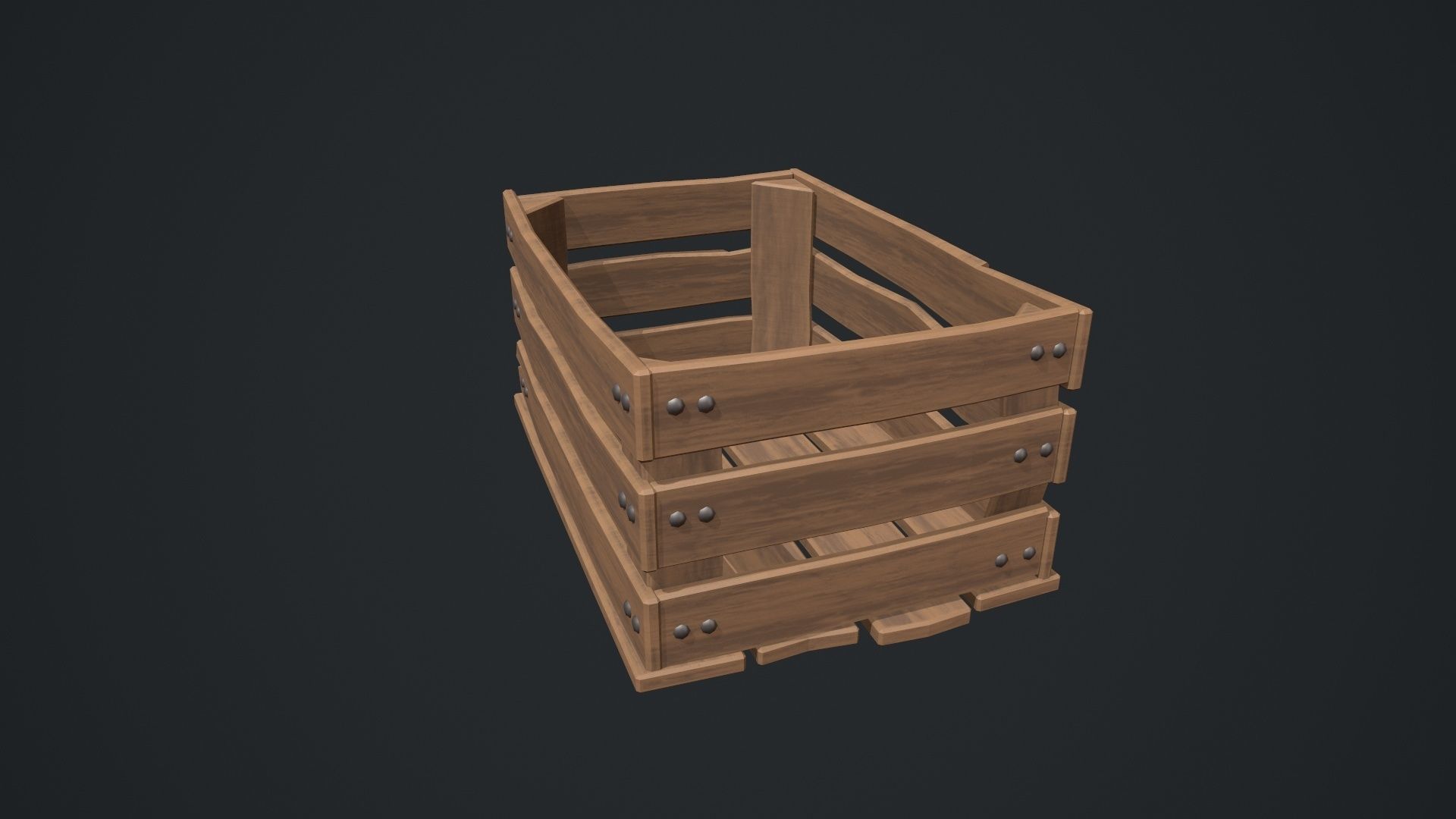 Stylized Wooden Crate Low-poly 3D model_12