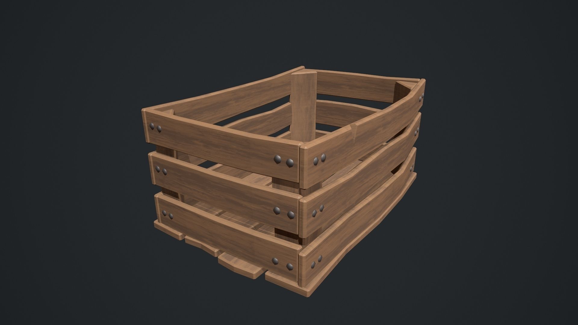Stylized Wooden Crate Low-poly 3D model_13