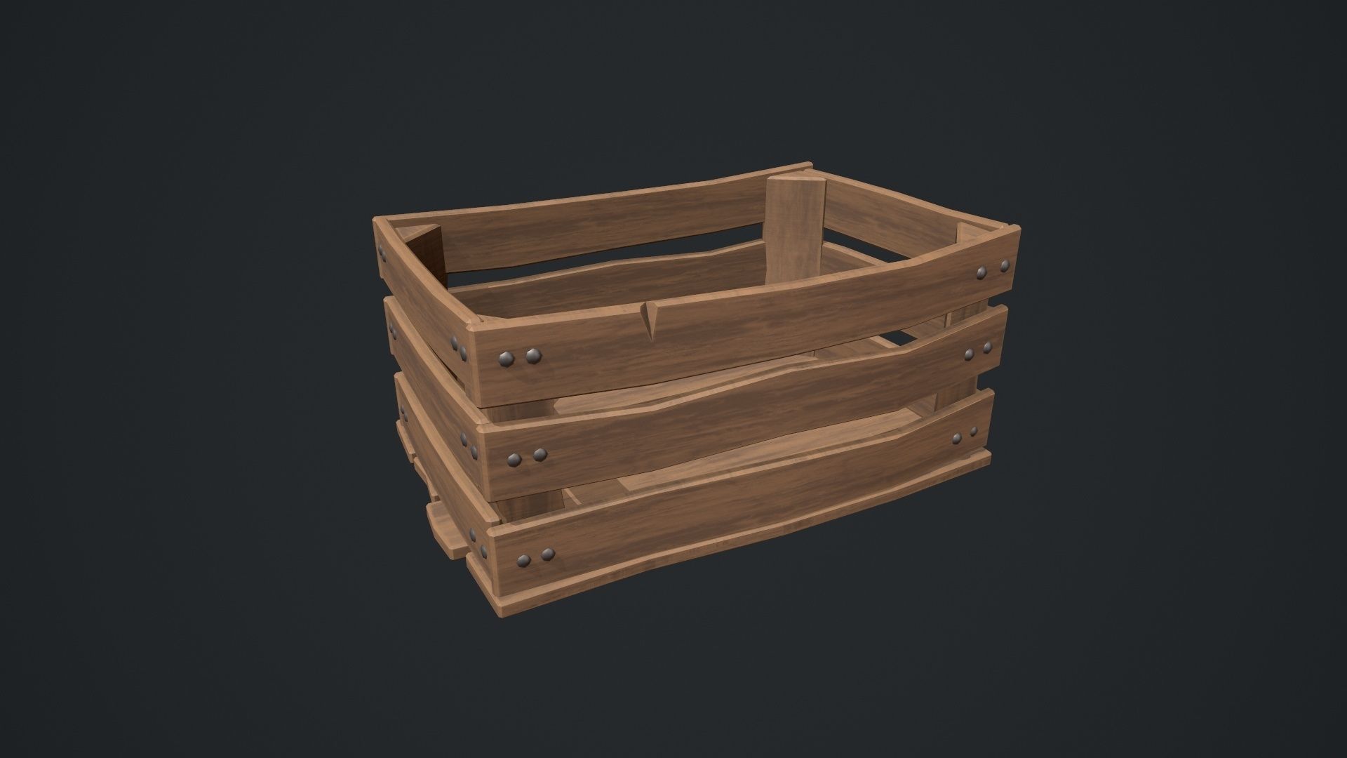 Stylized Wooden Crate Low-poly 3D model_15