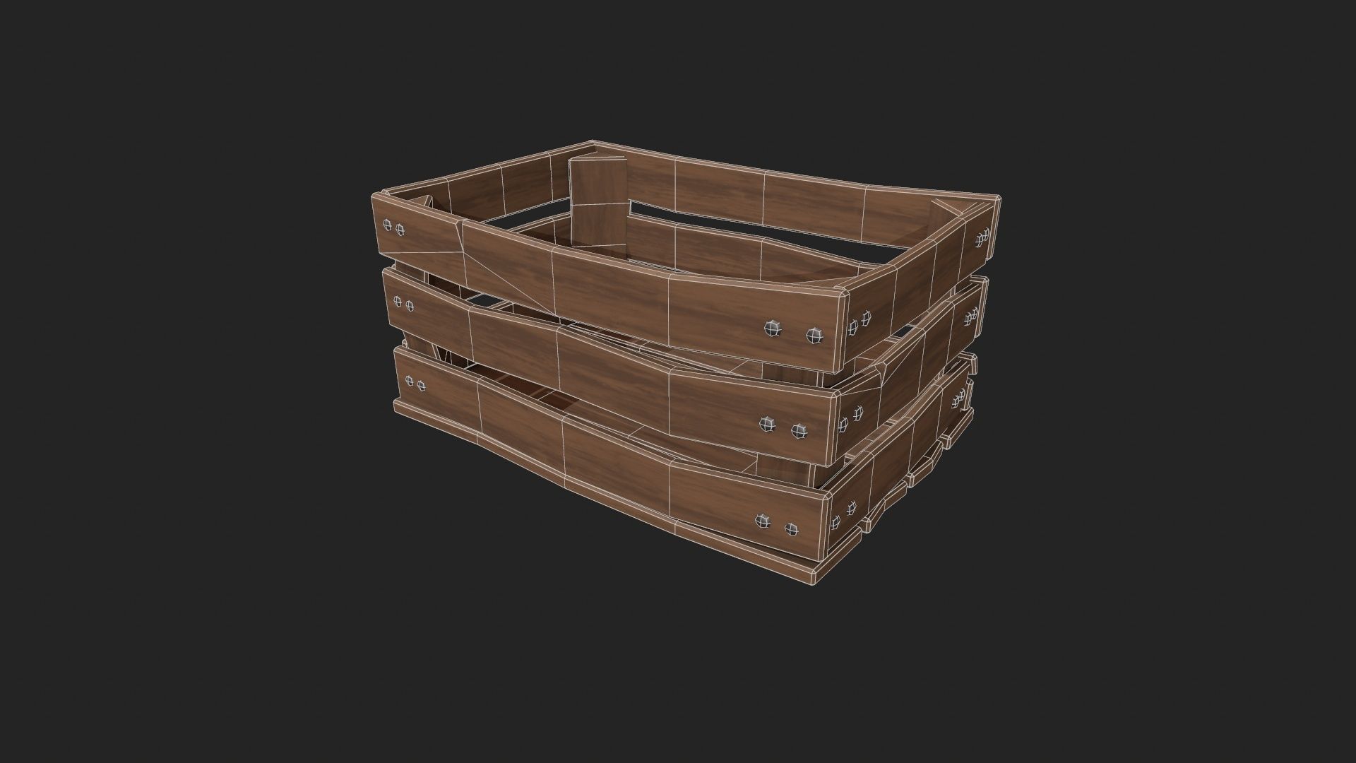 Stylized Wooden Crate Low-poly 3D model_2