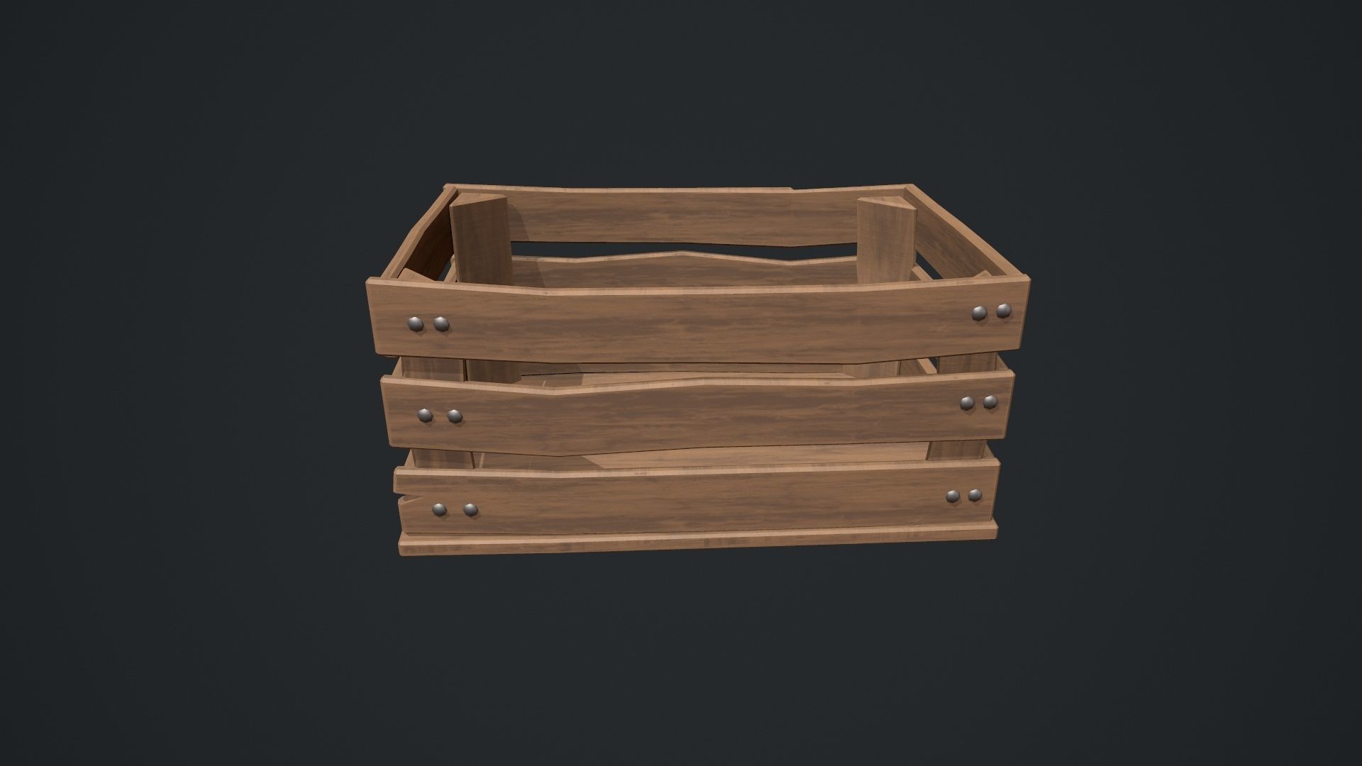 Stylized Wooden Crate Low-poly 3D model_17