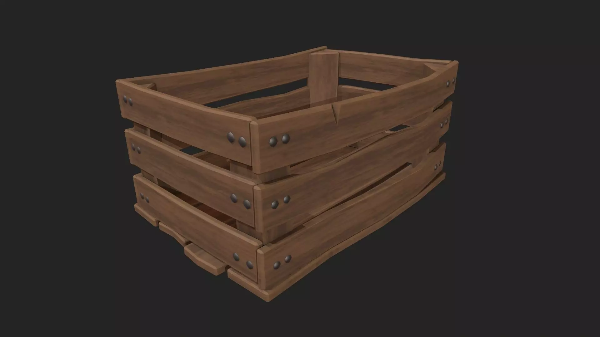 Stylized Wooden Crate Low-poly 3D model_0