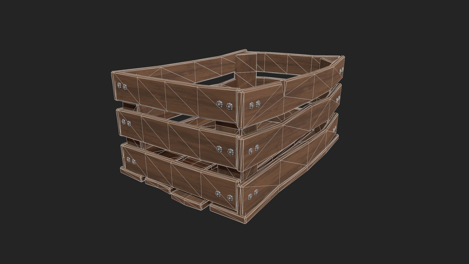 Stylized Wooden Crate Low-poly 3D model_4