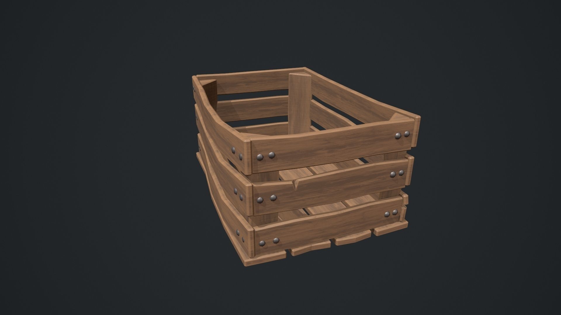 Stylized Wooden Crate Low-poly 3D model_20