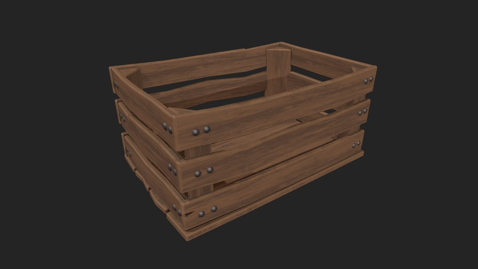 Stylized Wooden Crate Low-poly 3D model_7