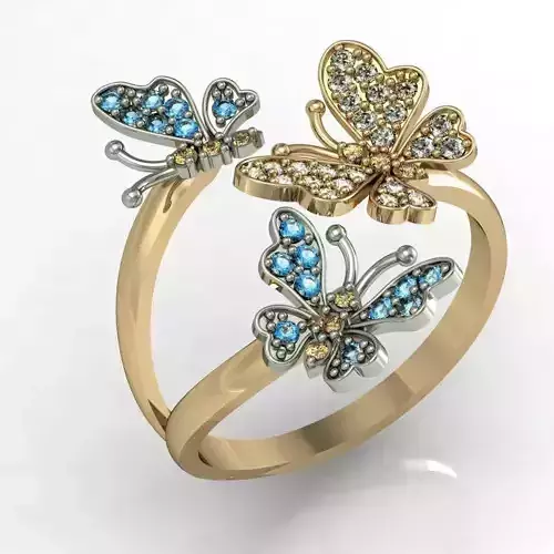  ring three  butterflies 3D print model