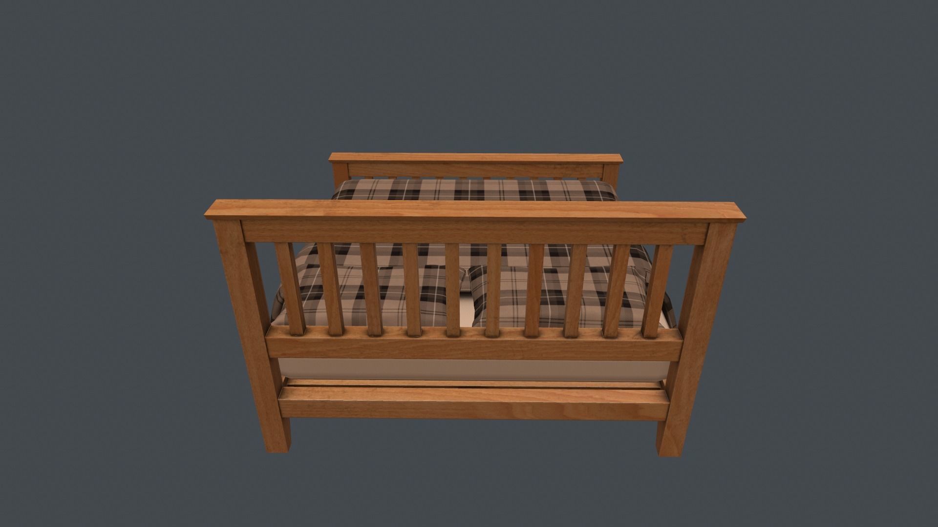 Game Ready Bed plaid with wooden frame Low-poly 3D model_4