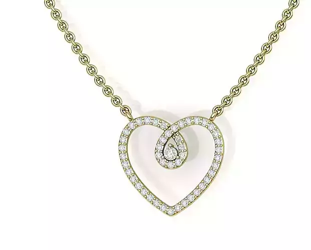Heart Necklace with diamonds printable 3dmodel N10333 
