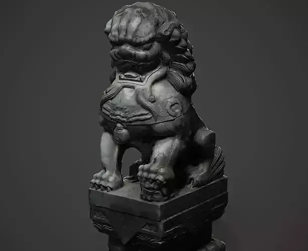 Chinese ancient Lion Sculpture  02 Low-poly 3D model