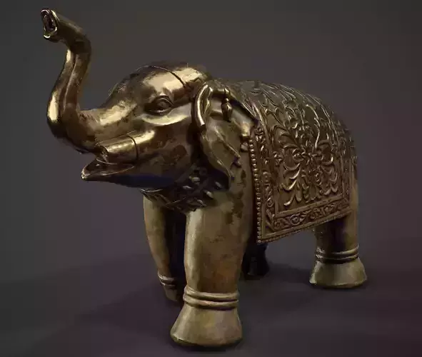 Elephant ancient statue  Low-poly 3D model