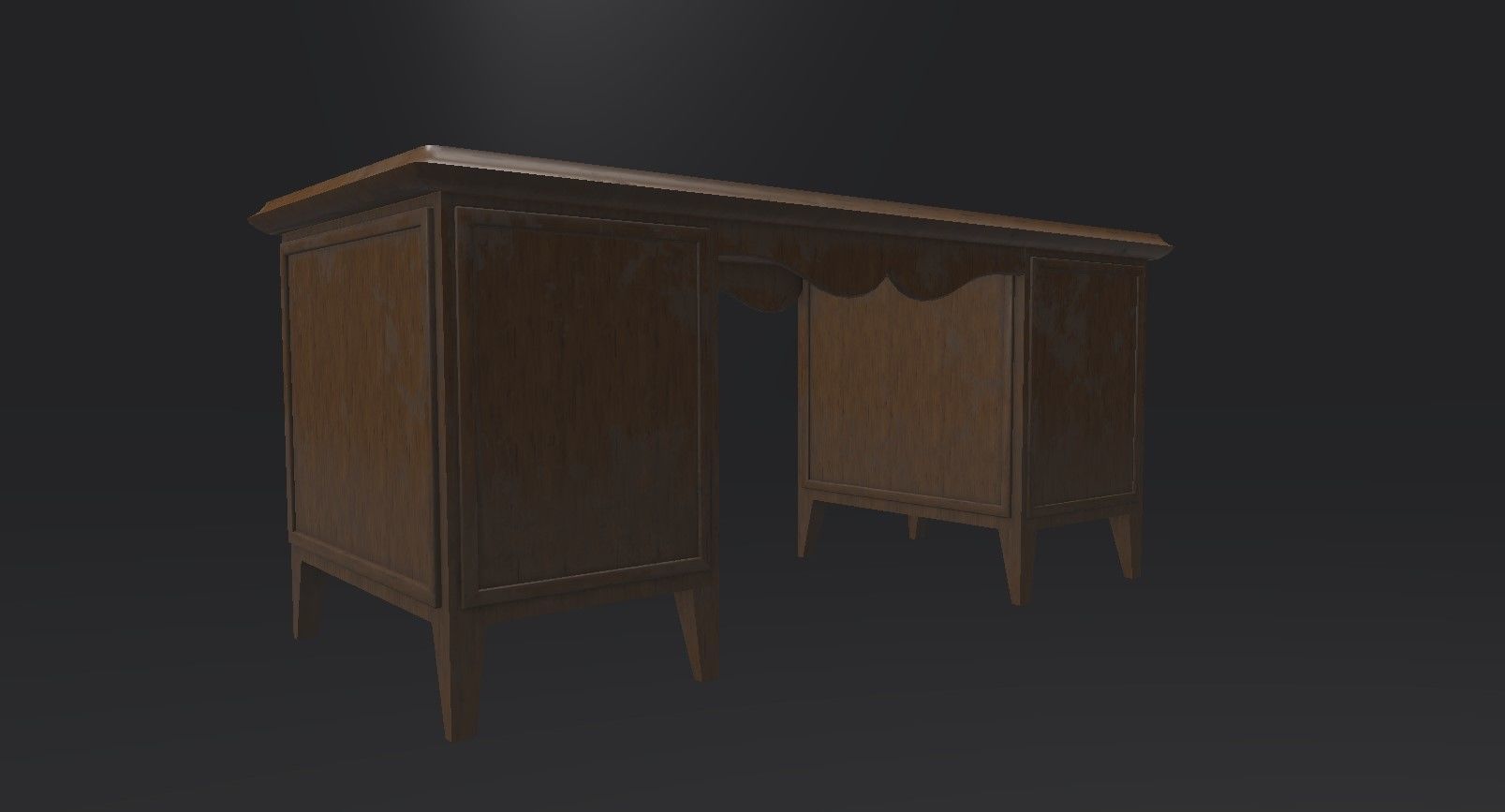 Antique Office Desk Low-poly 3D model_6