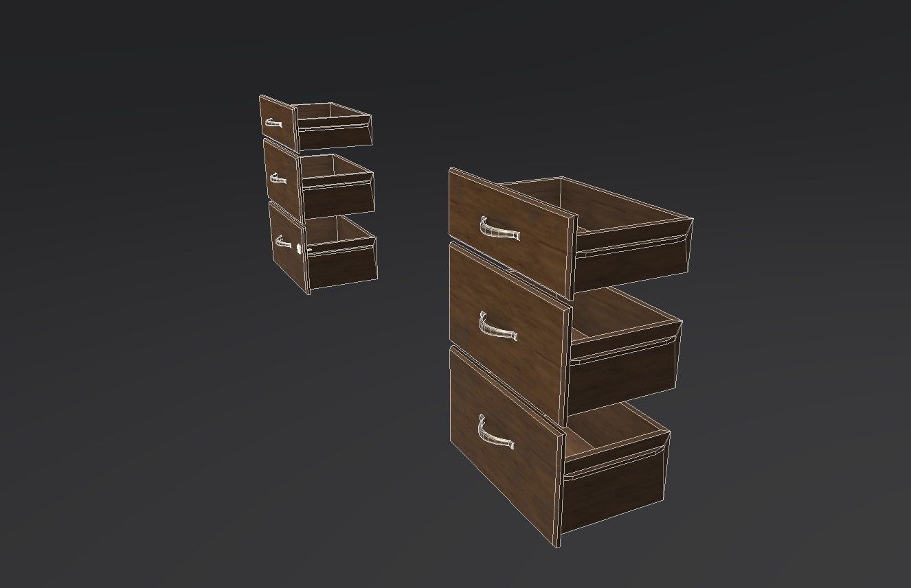 Antique Office Desk Low-poly 3D model_4
