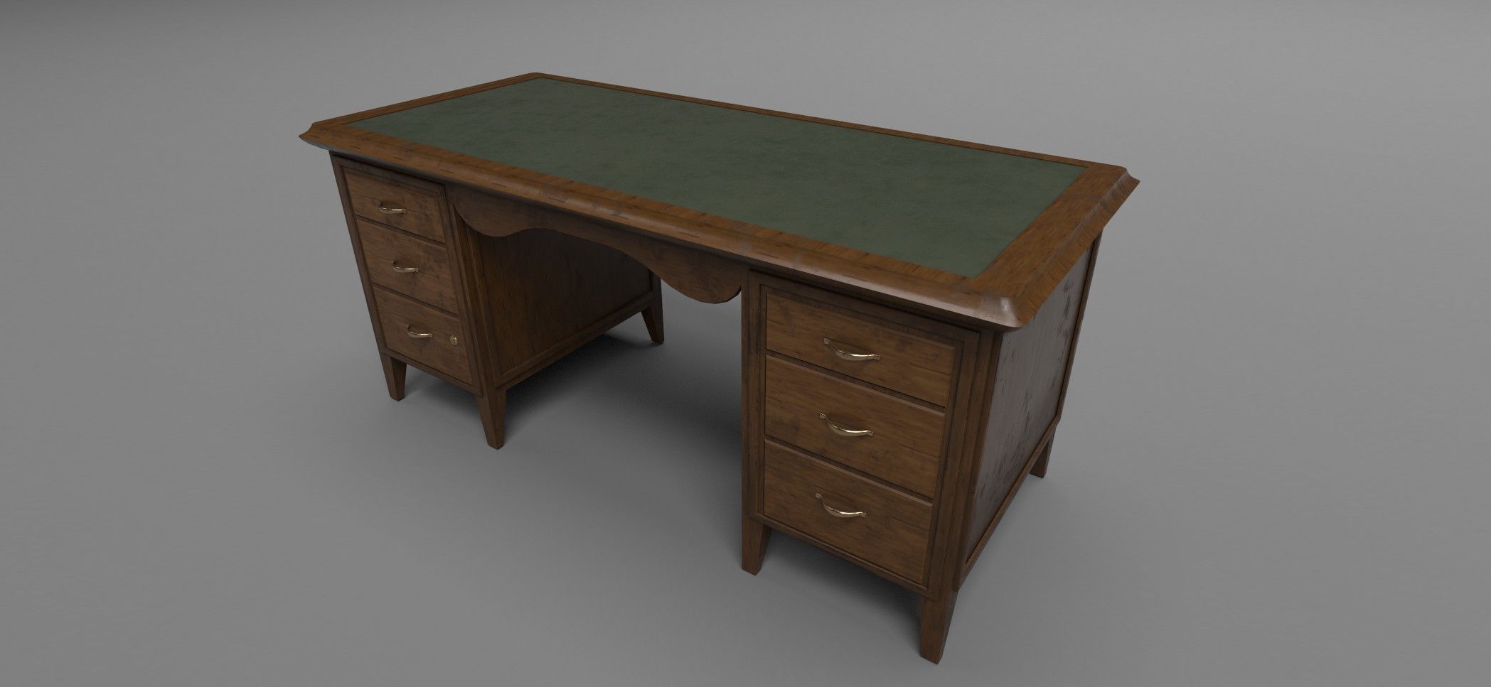 Antique Office Desk Low-poly 3D model_1