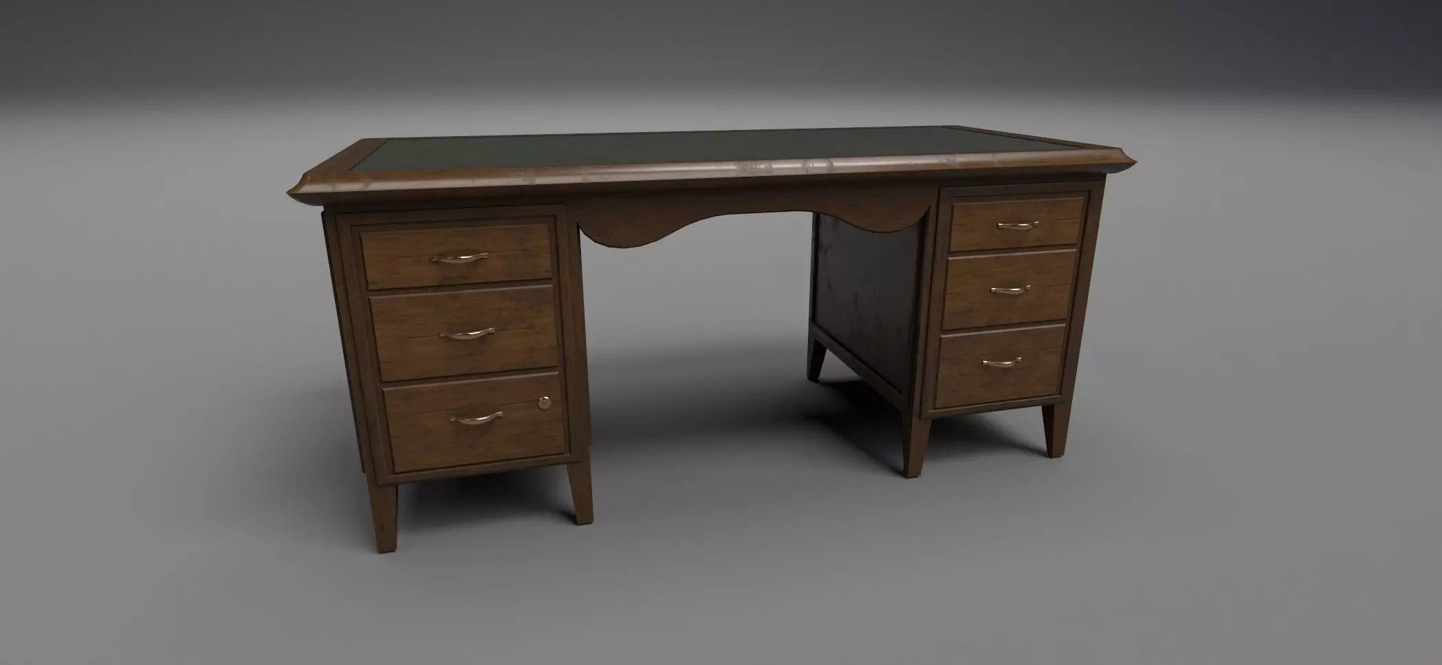 Antique Office Desk Low-poly 3D model_0