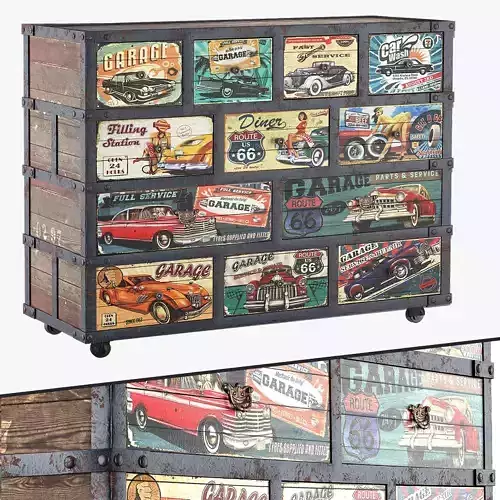 Chest of Drawers Retro Car 3D model