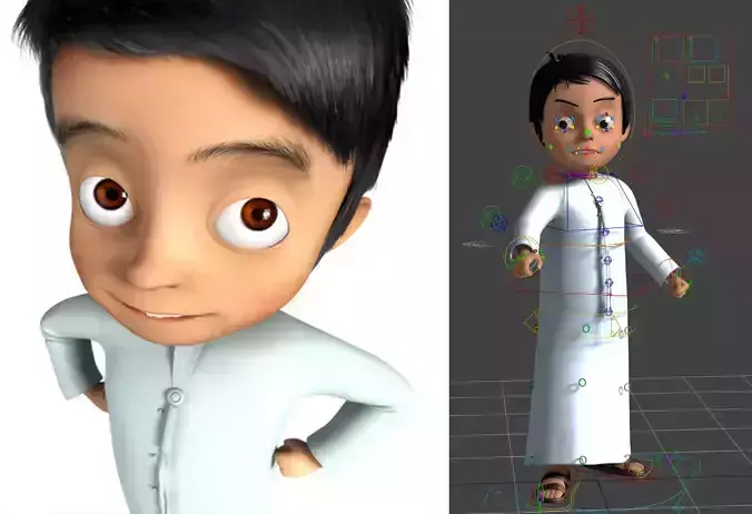 3D arabic muslim boy cartoon characater model