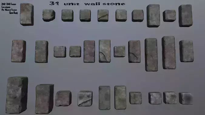 wall stone  Low-poly 3D model