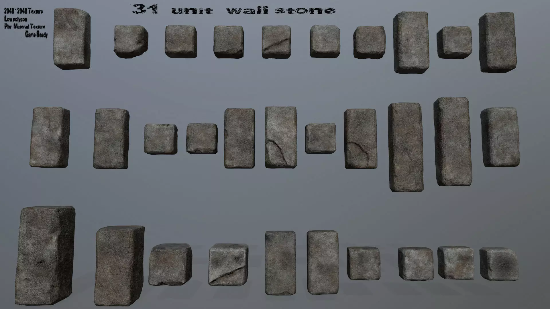 wall stone  Low-poly 3D model_0