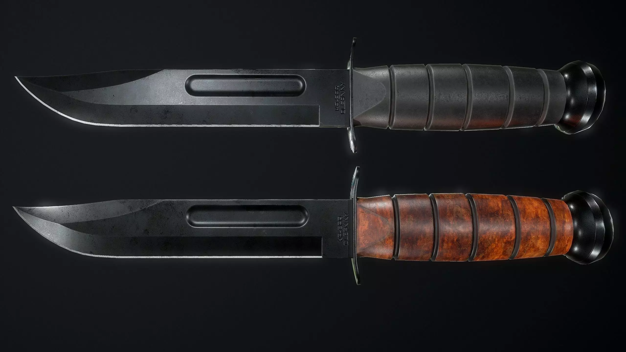 Ka-Bar Modern Military Knife Low-poly 3D model_0