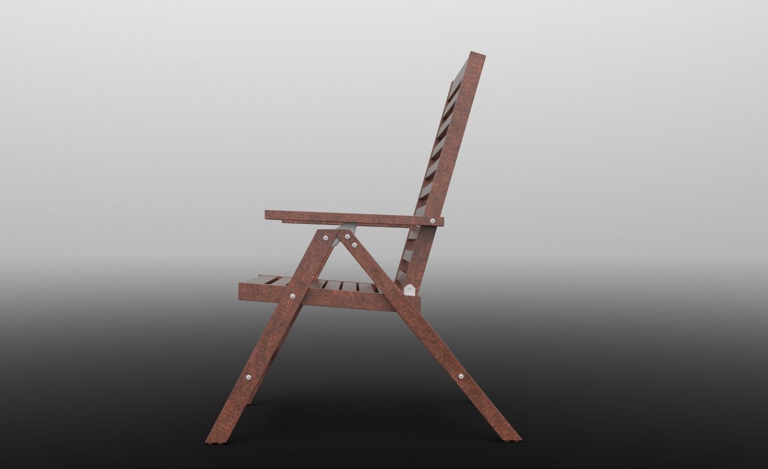 Reclining chair Low-poly 3D model_1