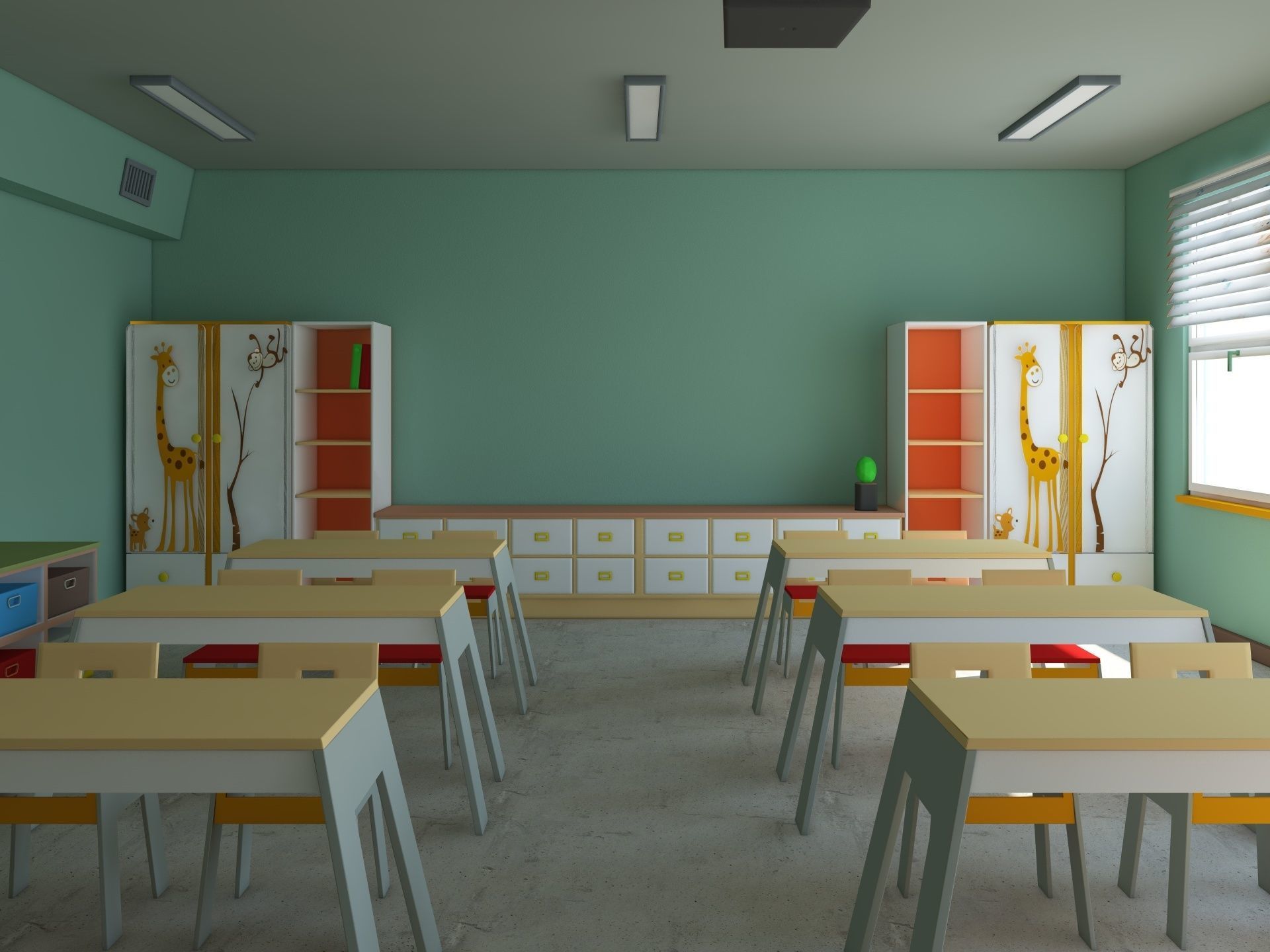 Cartoon Classroom 3D model_6