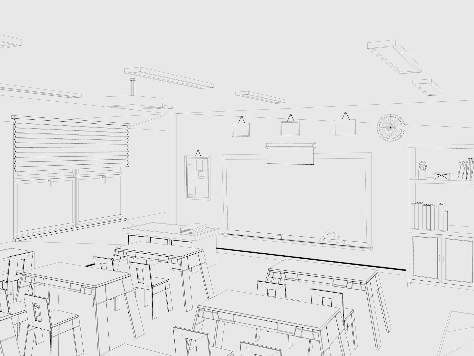 Cartoon Classroom 3D model_10
