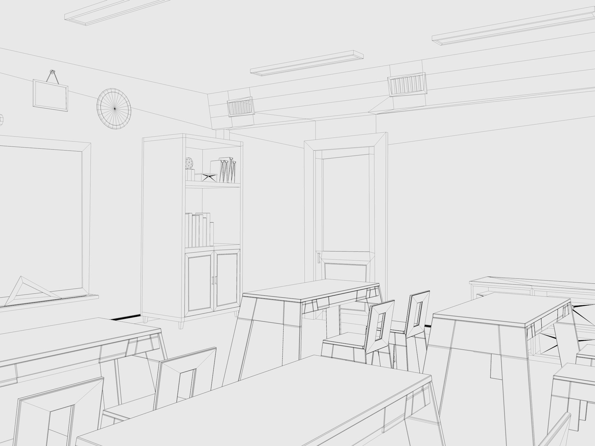 Cartoon Classroom 3D model_13