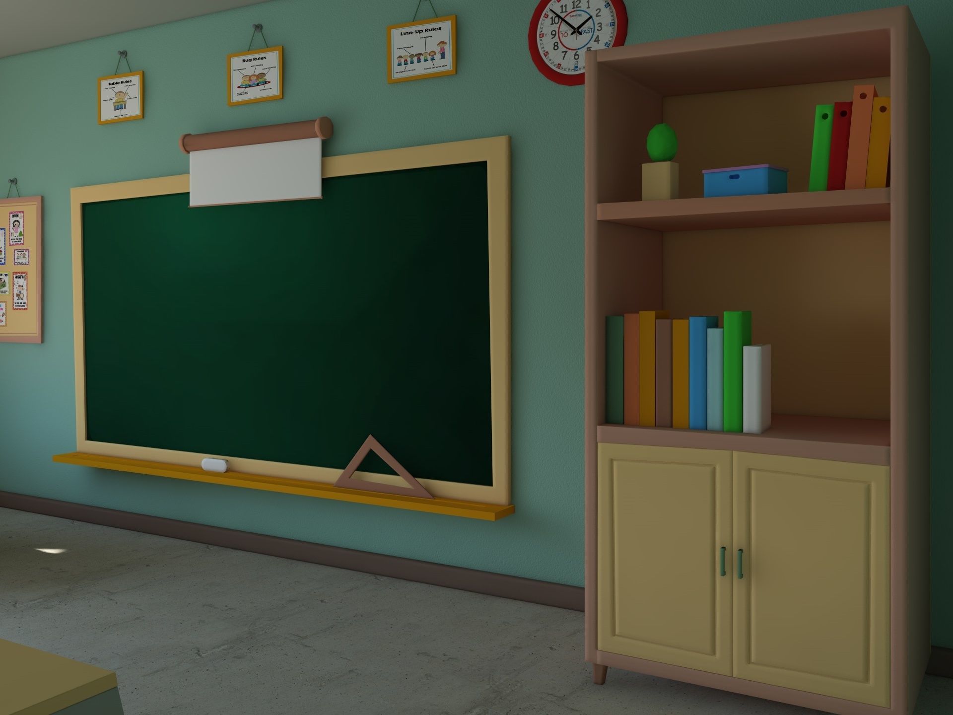 Cartoon Classroom 3D model_8