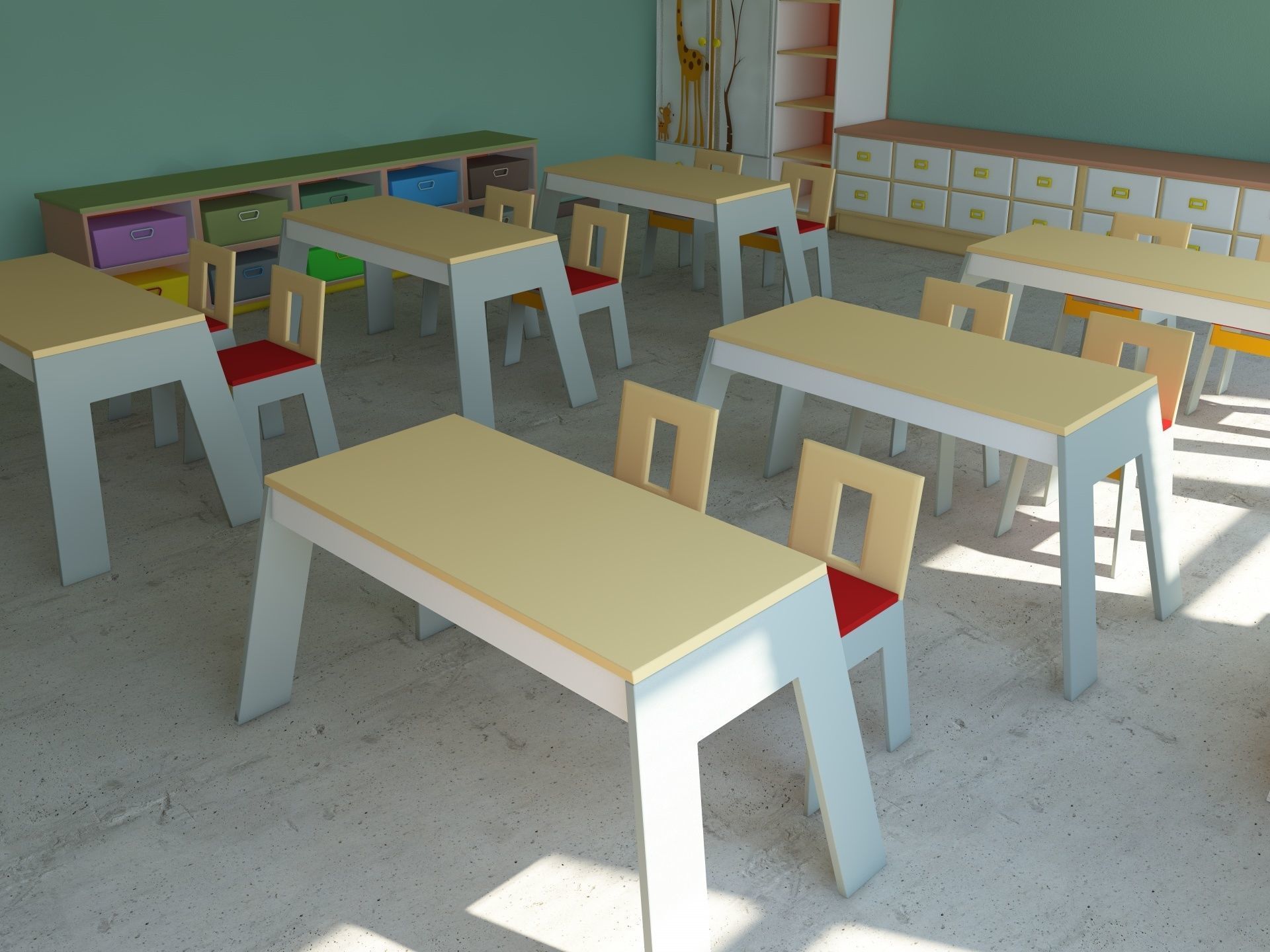 Cartoon Classroom 3D model_7