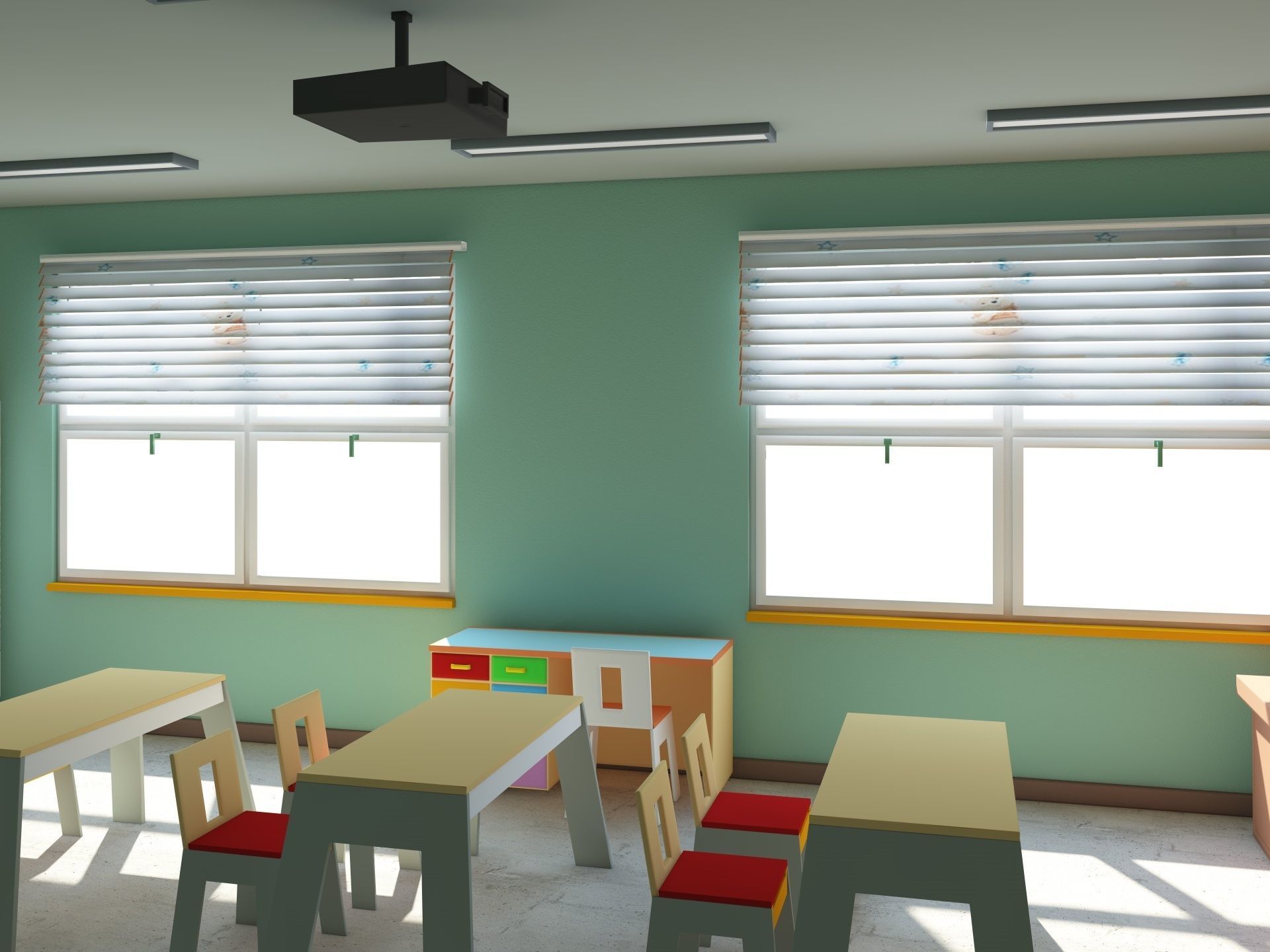 Cartoon Classroom 3D model_5