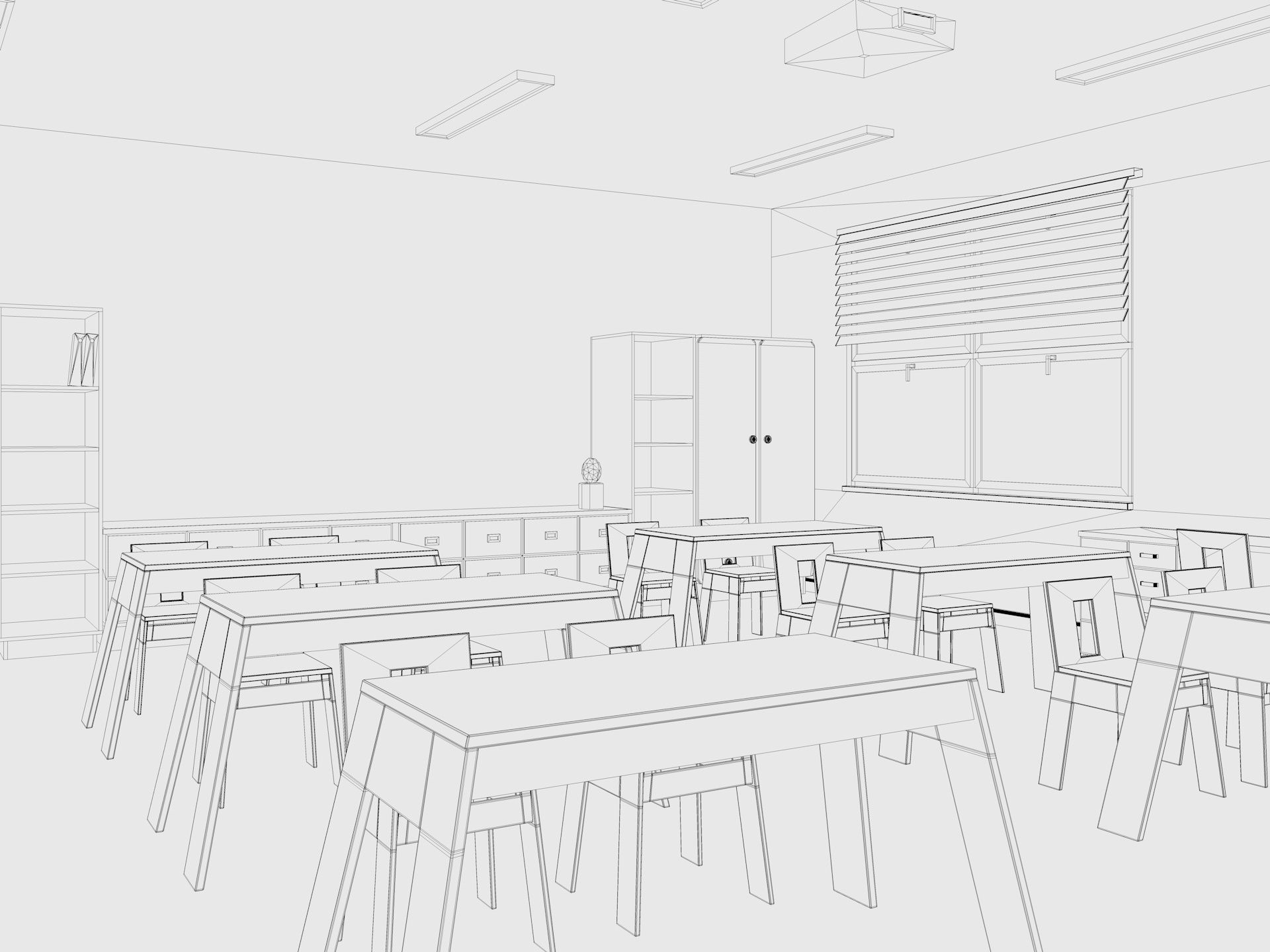 Cartoon Classroom 3D model_11
